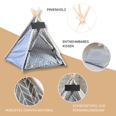 Faltbares Haustierzelt mit Holz & Canvas – Kuscheliger Rückzugsort für Zuhause & unterwegs