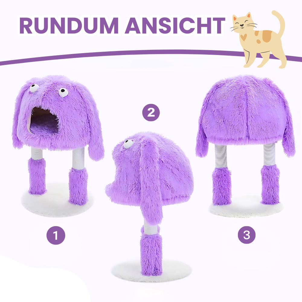 2-in-1 Katzenkratzbaum mit Monster-Design – Kratzbaum & abnehmbares Katzenhaus in einem