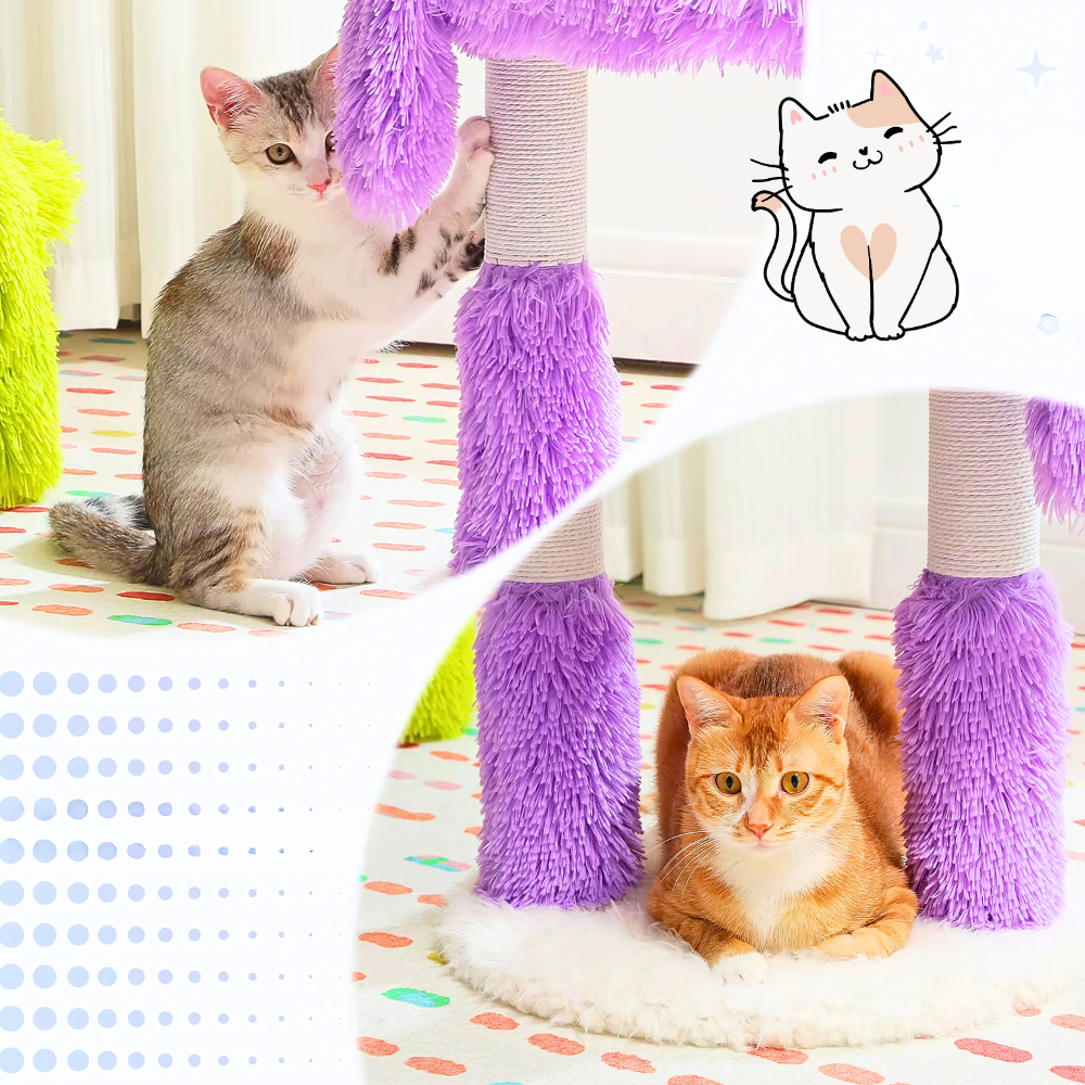 2-in-1 Katzenkratzbaum mit Monster-Design – Kratzbaum & abnehmbares Katzenhaus in einem