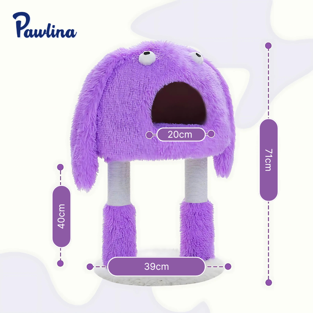 2-in-1 Katzenkratzbaum mit Monster-Design – Kratzbaum & abnehmbares Katzenhaus in einem