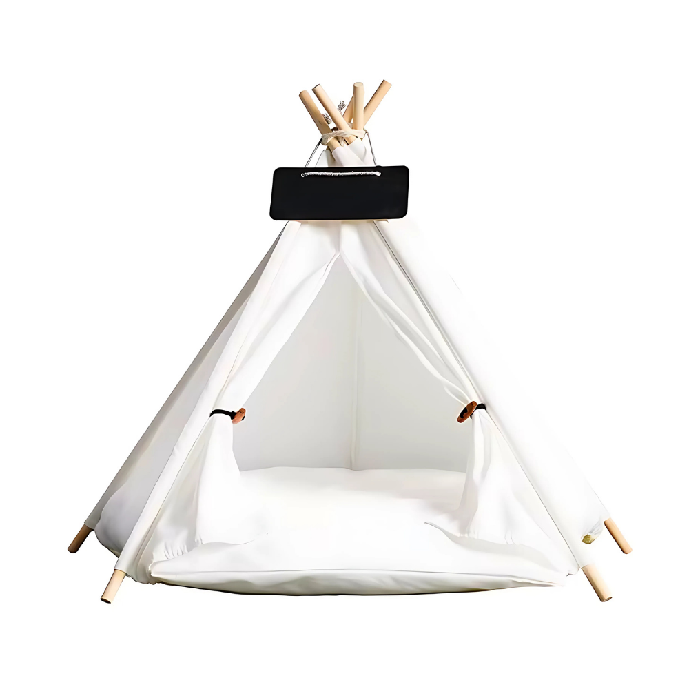 Faltbares Haustierzelt mit Holz & Canvas – Kuscheliger Rückzugsort für Zuhause & unterwegs